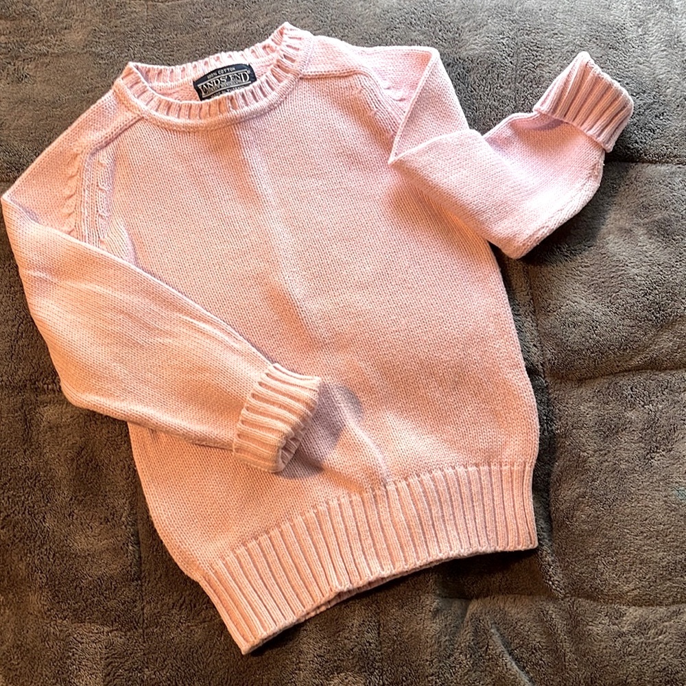 Pink Lands’ End cable-knit sweater, vintage 90’s